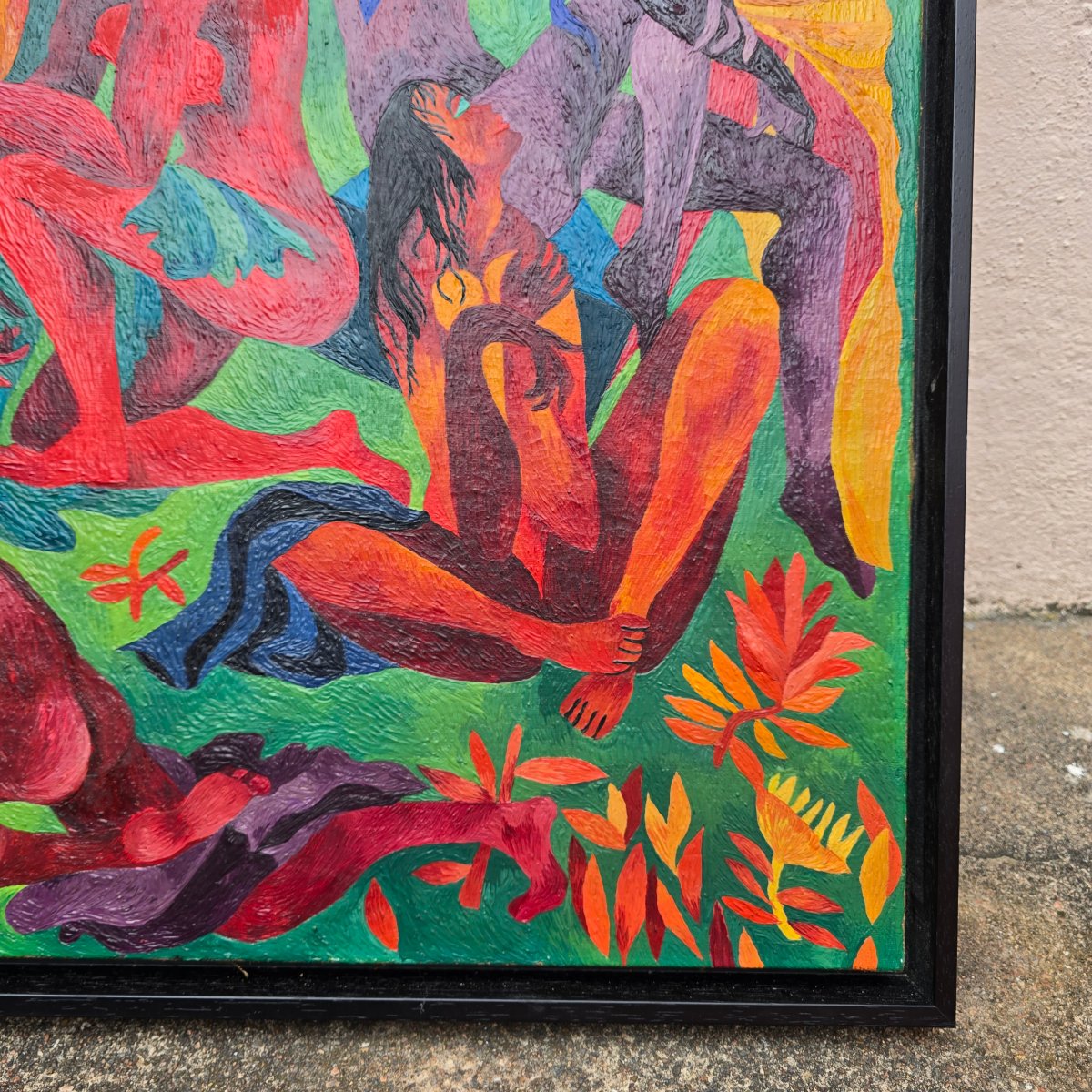 Composition expressionniste, huile sur toile 1950.-photo-4
