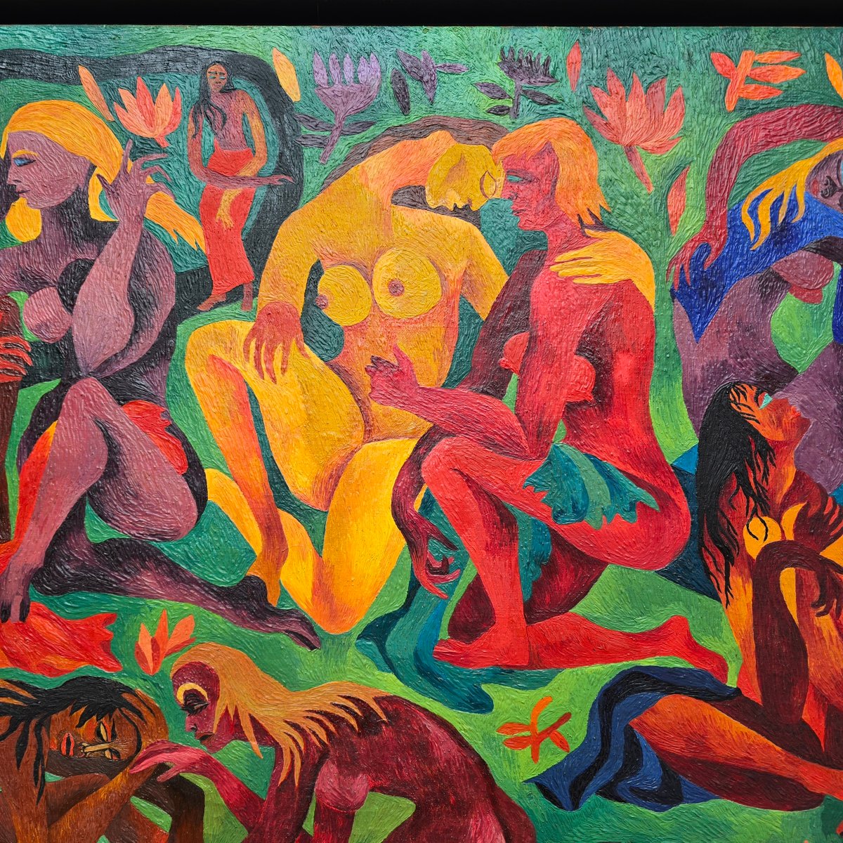 Composition expressionniste, huile sur toile 1950.-photo-2