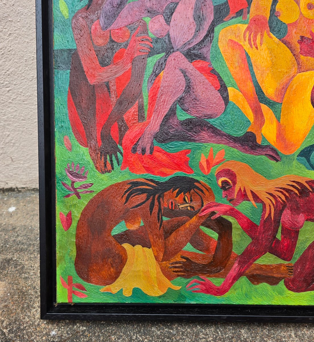 Composition expressionniste, huile sur toile 1950.-photo-4