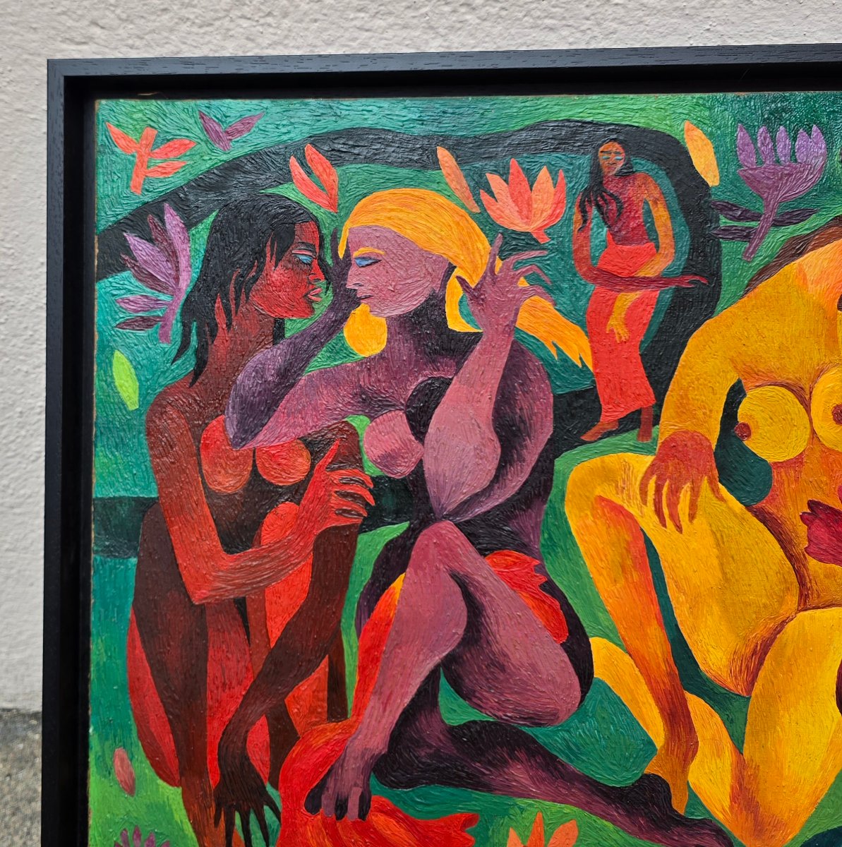 Composition expressionniste, huile sur toile 1950.-photo-5