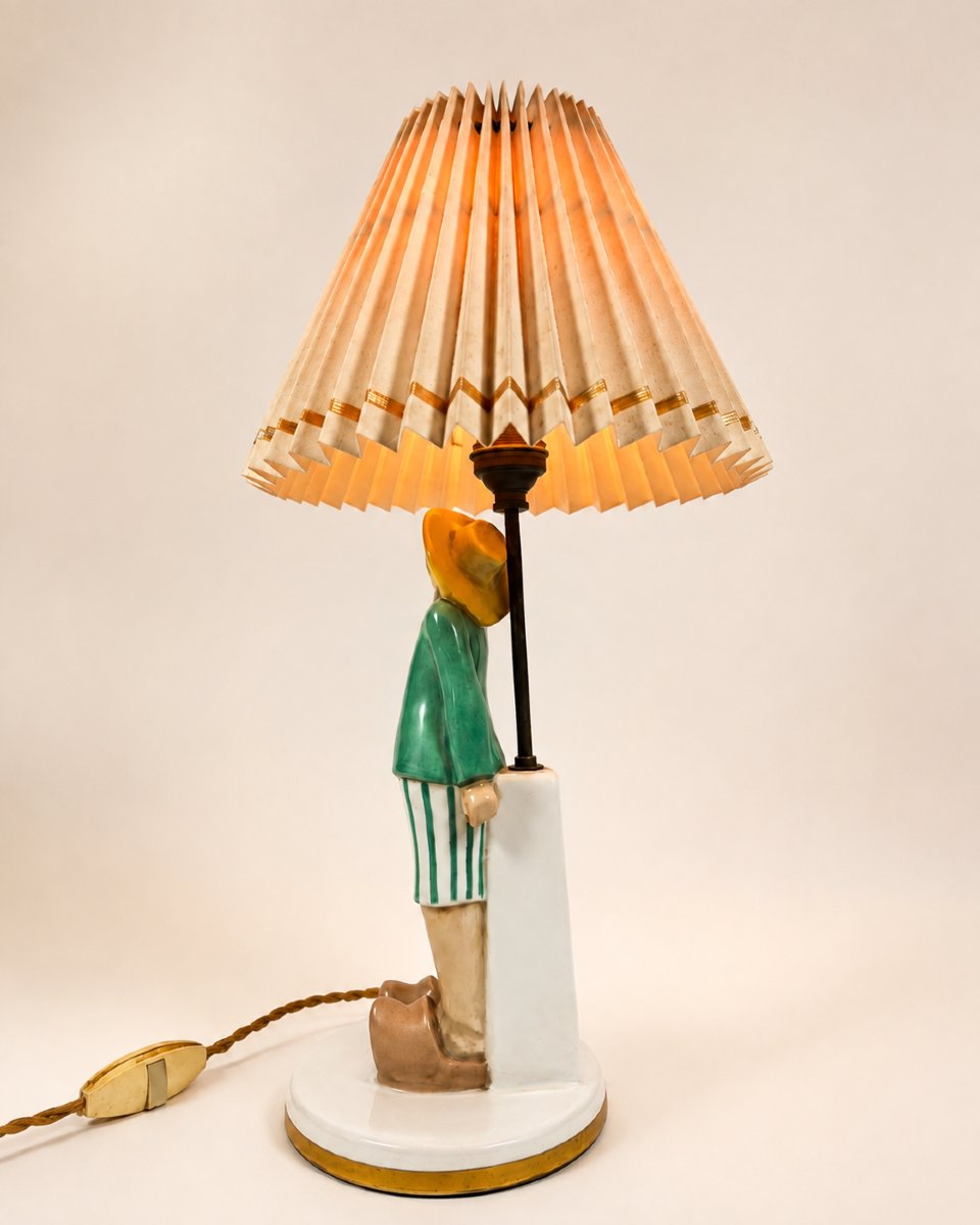 Rare Lampe Robj Paris, ceramique art déco -photo-2