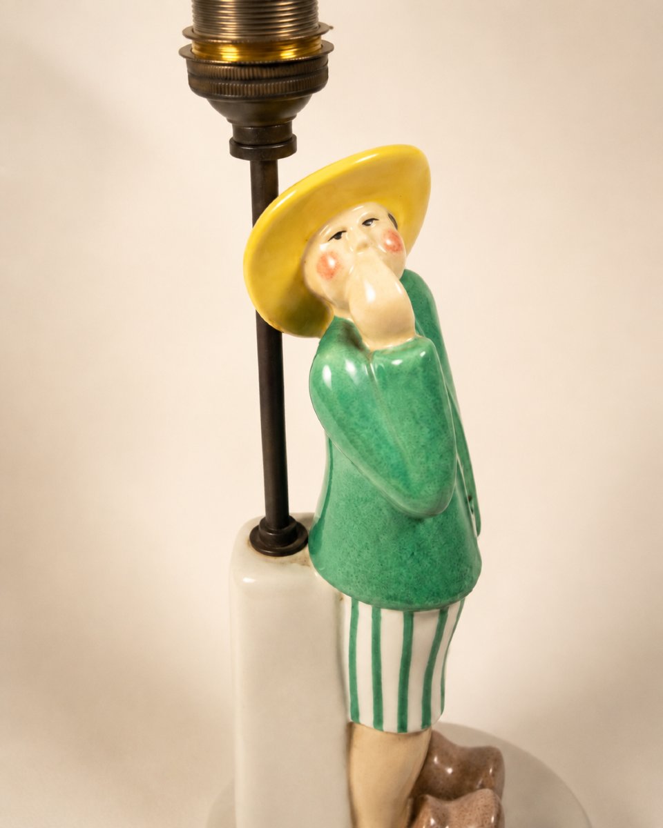 Rare Lampe Robj Paris, ceramique art déco -photo-2