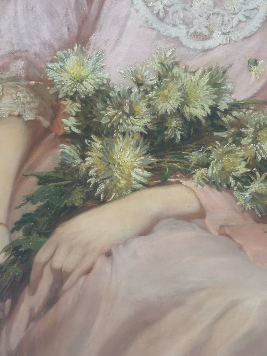Oil Painting On Canvas Signed By Lohr F., A Hungarian Painter, Depicting Two Young Girls.-photo-2