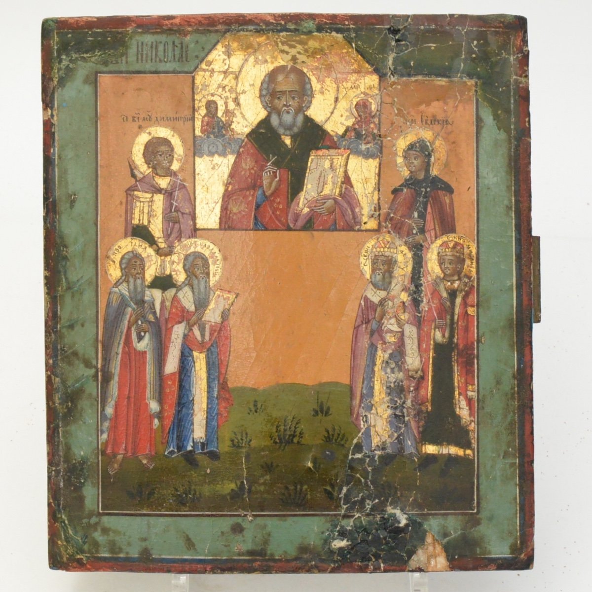 Russian Icon Saint Nicolas With Other Saints 19th Century