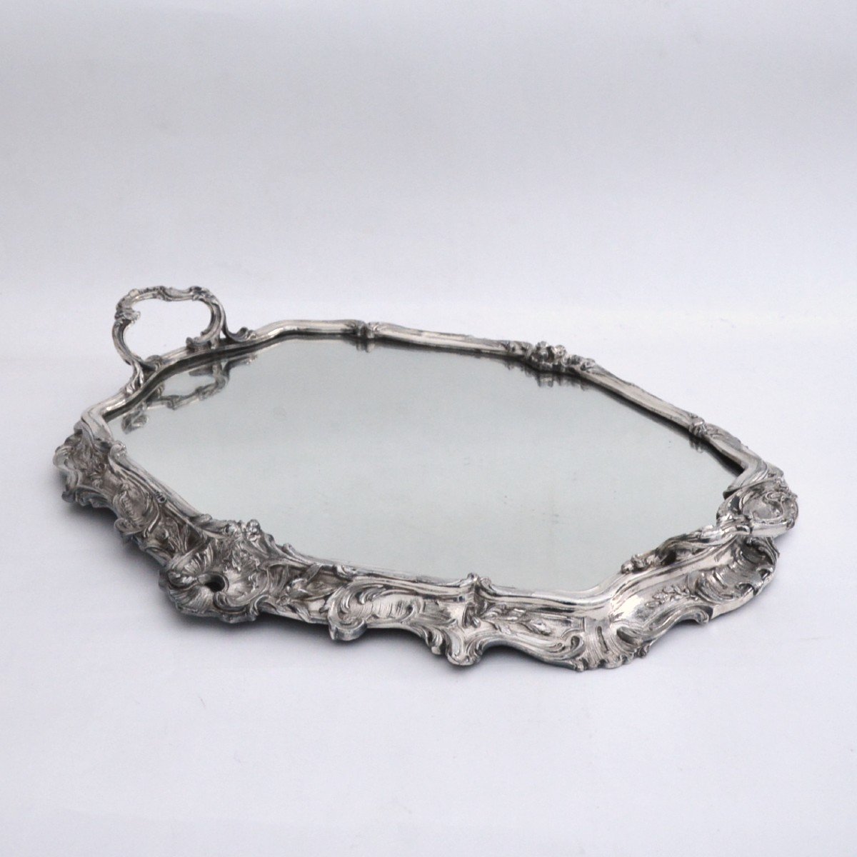 Silver-plated Centerpiece With Foliage And Stylised Shell Decoration XIXth Century-photo-1