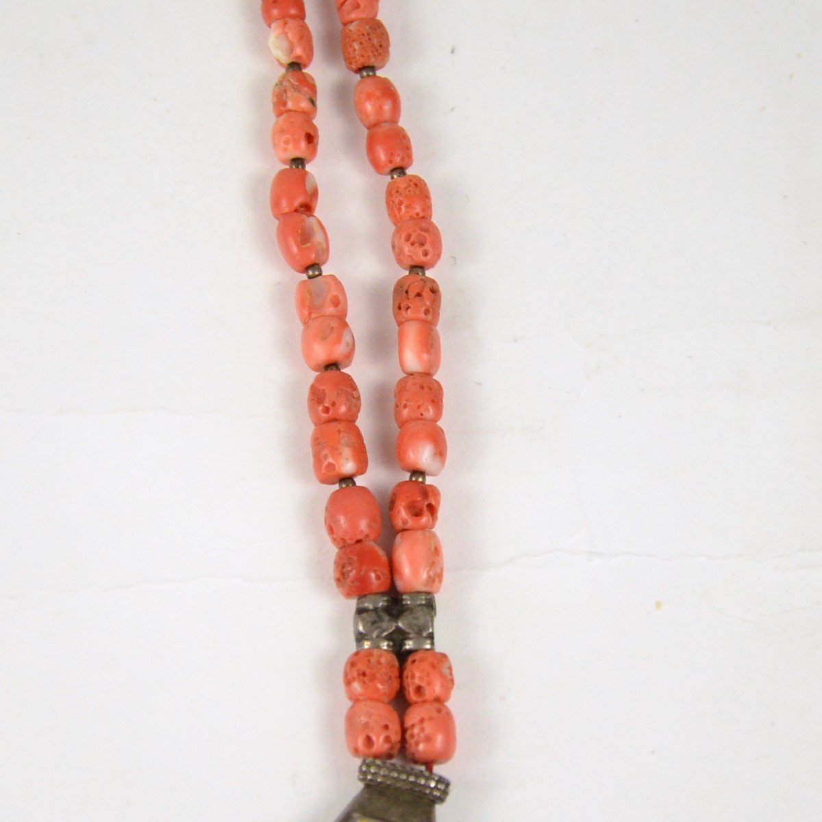 Enamelled Silver And Coral Berbère Necklace-photo-3