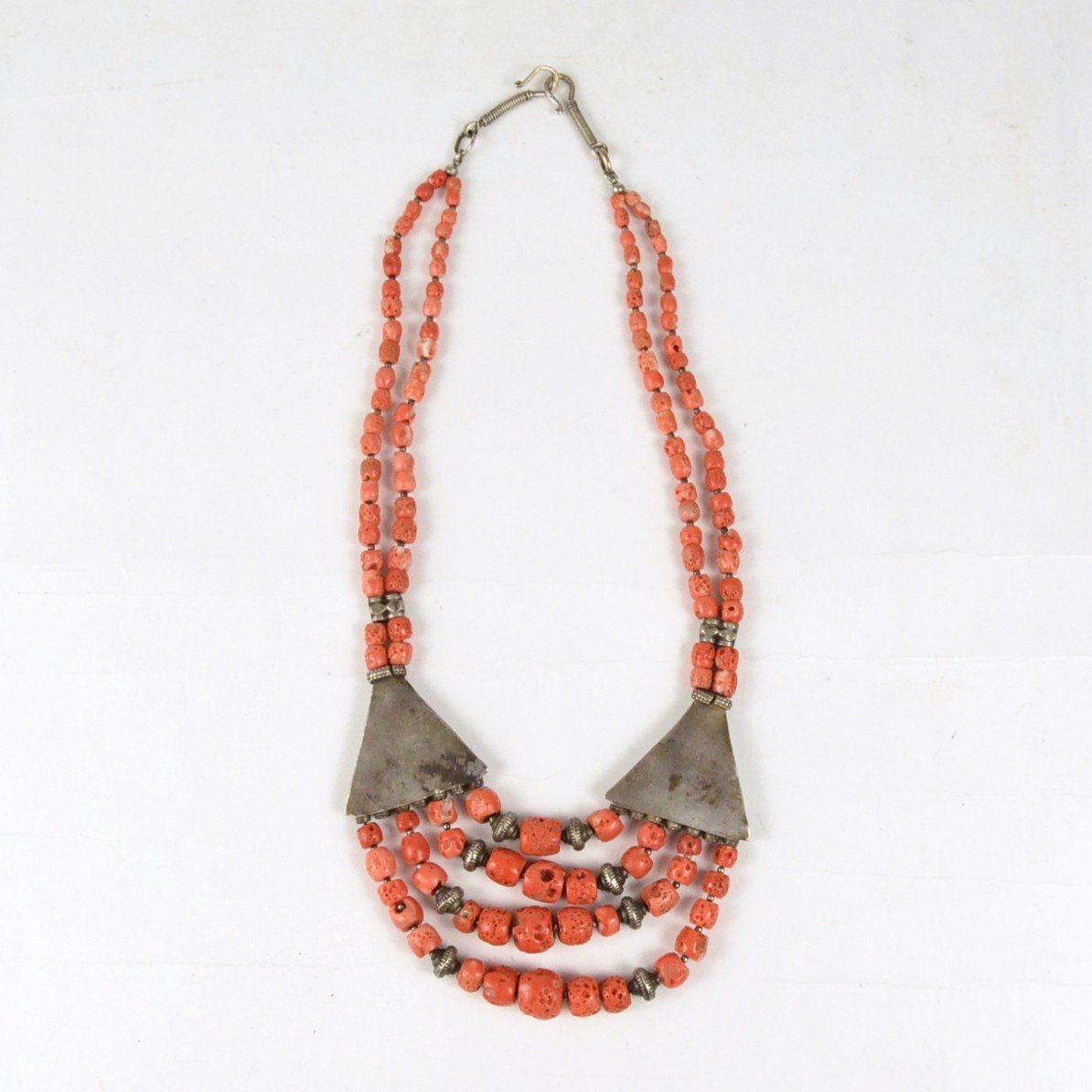 Enamelled Silver And Coral Berbère Necklace-photo-4