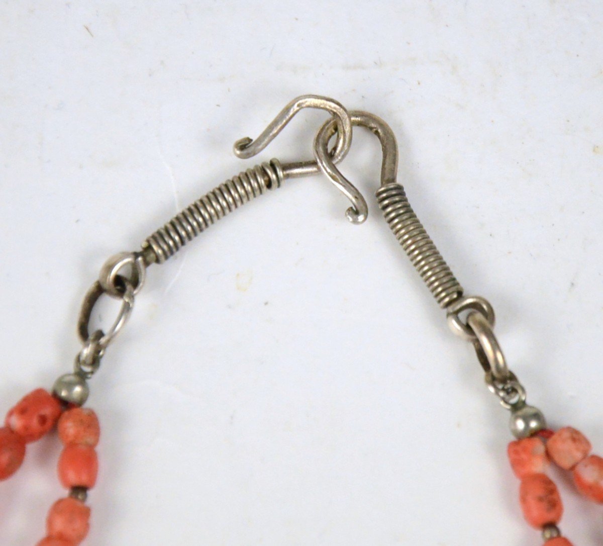 Enamelled Silver And Coral Berbère Necklace-photo-5