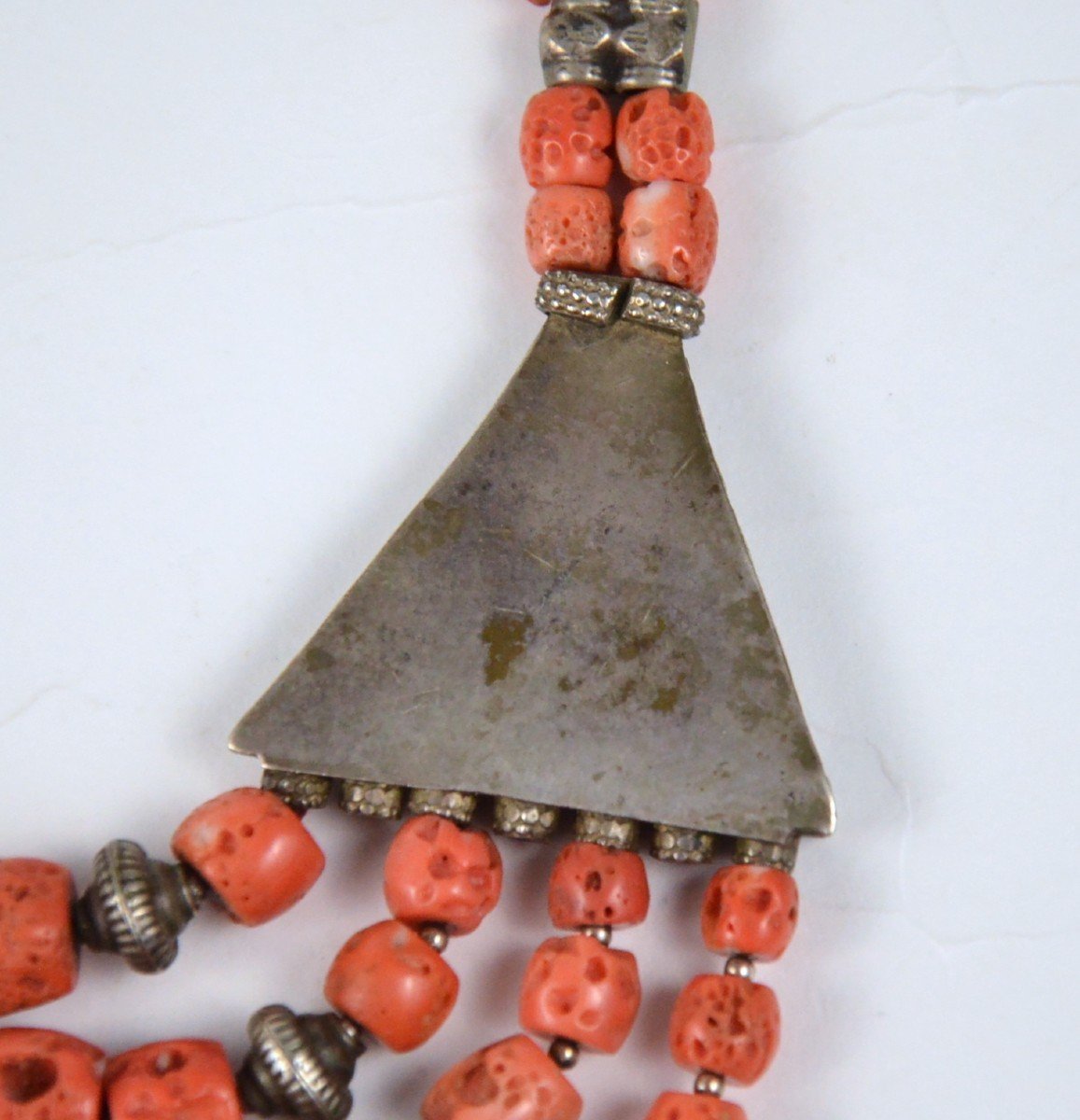 Enamelled Silver And Coral Berbère Necklace-photo-6
