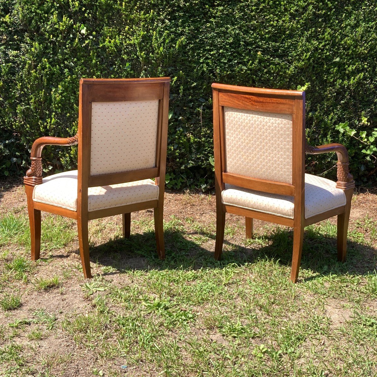 Pair Of Empire Style Armchairs Arms In The Shape Of Dolphins-photo-3
