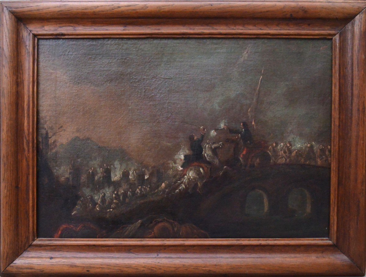 Etude Pour Un Duel &agrave; Cheval Sur Un Pont Entourage De Joseph Parrocel (1646 - 1704) XVII&egrave;me HST