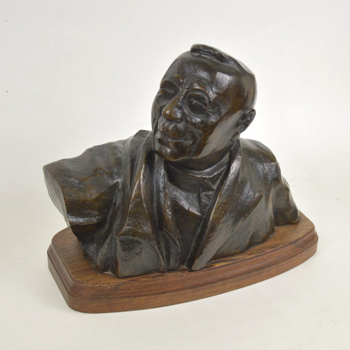 Jozef Cantre (1890-1957) Bust Of Edouard Anseele, C.1938 / 48 Patinated Bronze.-photo-2