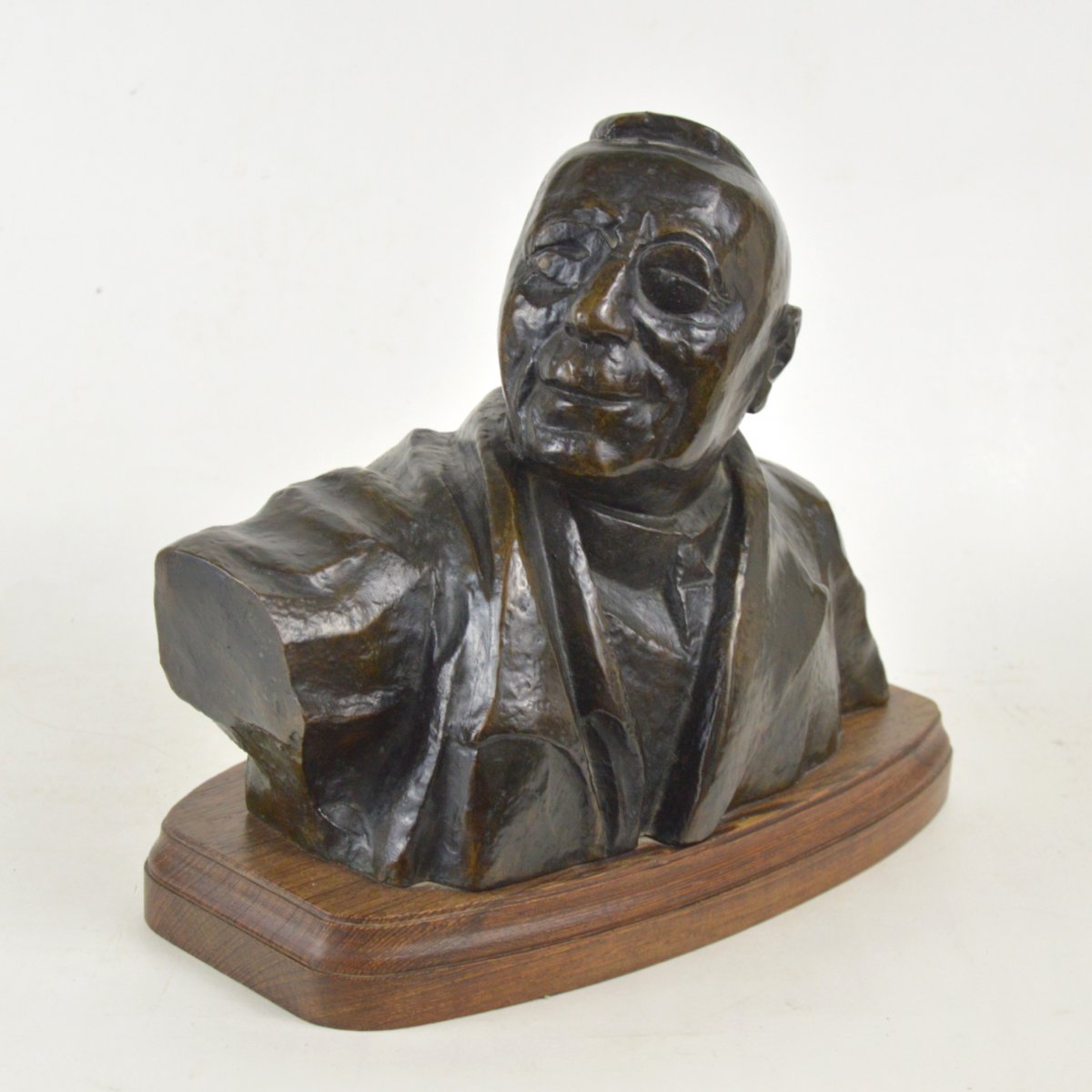 Jozef Cantre (1890-1957) Bust Of Edouard Anseele, C.1938 / 48 Patinated Bronze.-photo-4