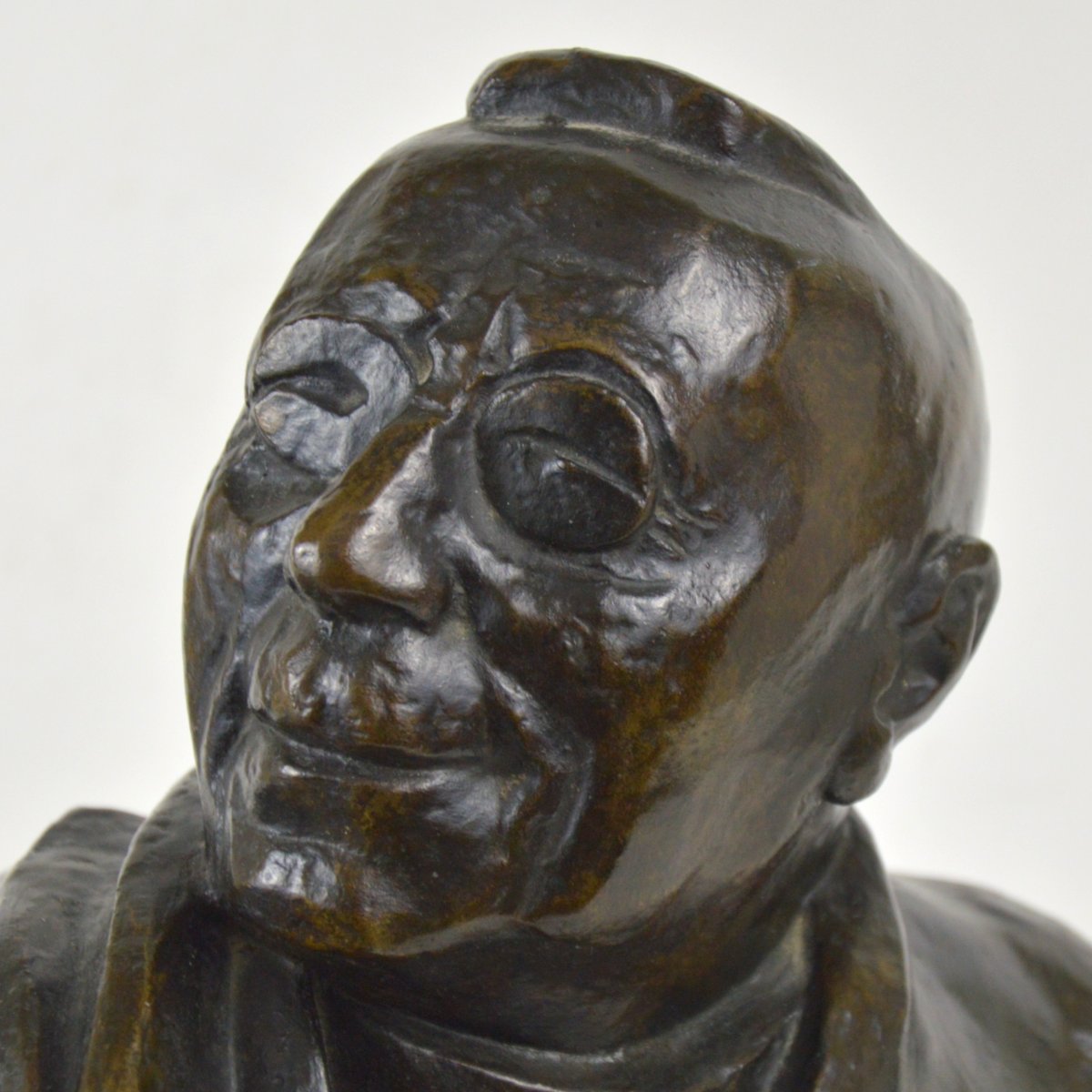 Jozef Cantre (1890-1957) Bust Of Edouard Anseele, C.1938 / 48 Patinated Bronze.-photo-5