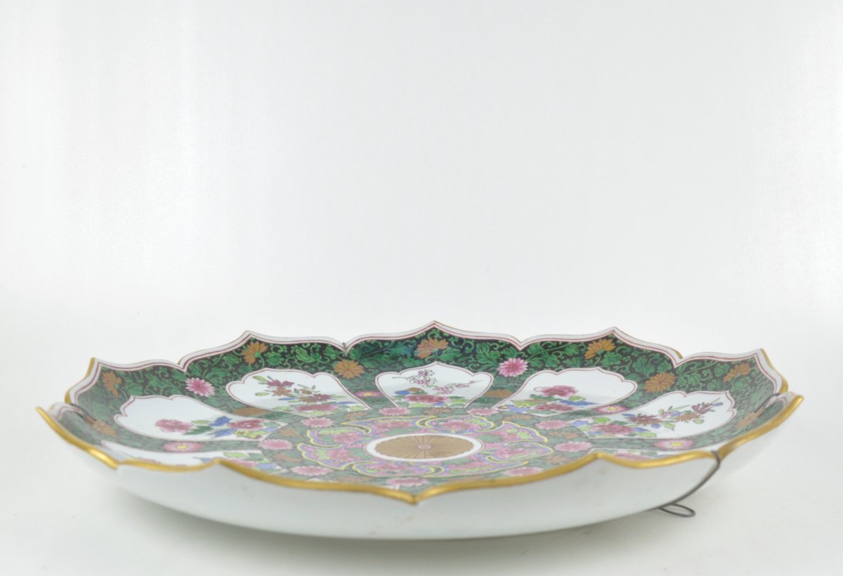 Large Polychrome Porcelain Dish Samson Chinoiserie Style.-photo-6