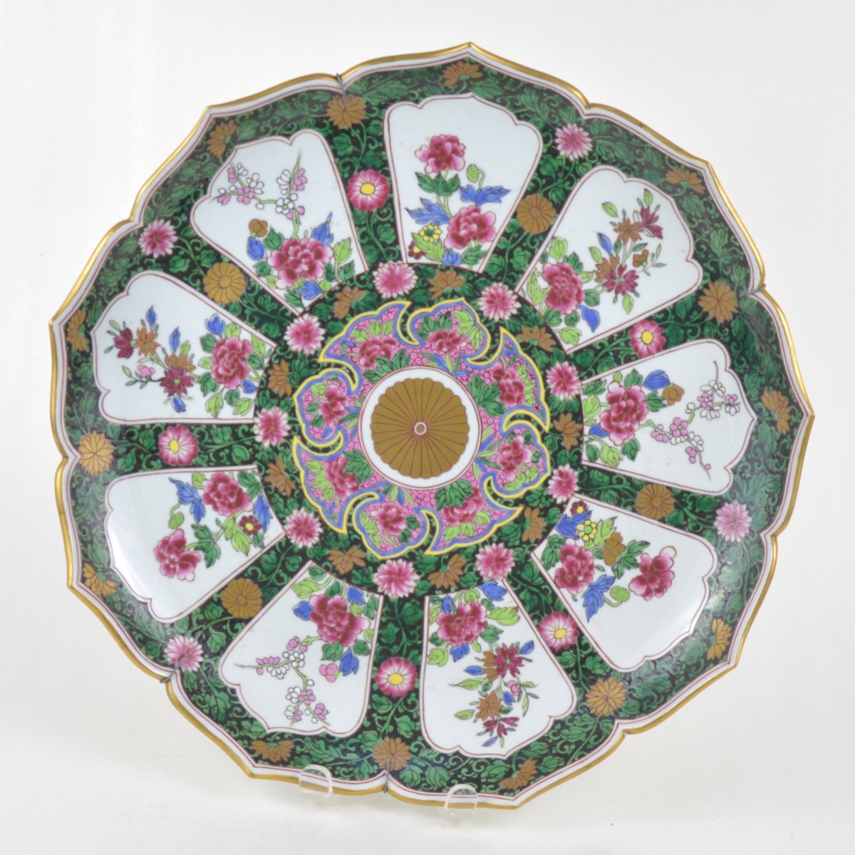 Large Polychrome Porcelain Dish Samson Chinoiserie Style.