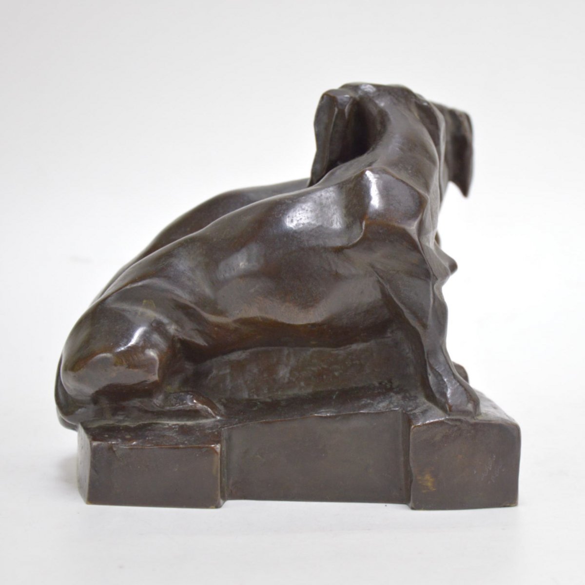 Sculpture En Bronze Patiné Couple De Teckels 1939 Signé-photo-4