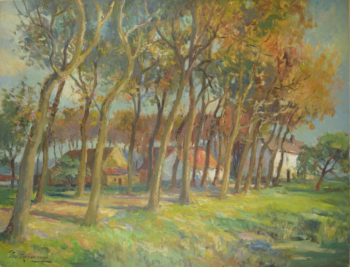 Jean W. Van Nieuwenhuyse (1900-1980) Belgian School Landscape Oil On Canvas 90x70 Cm