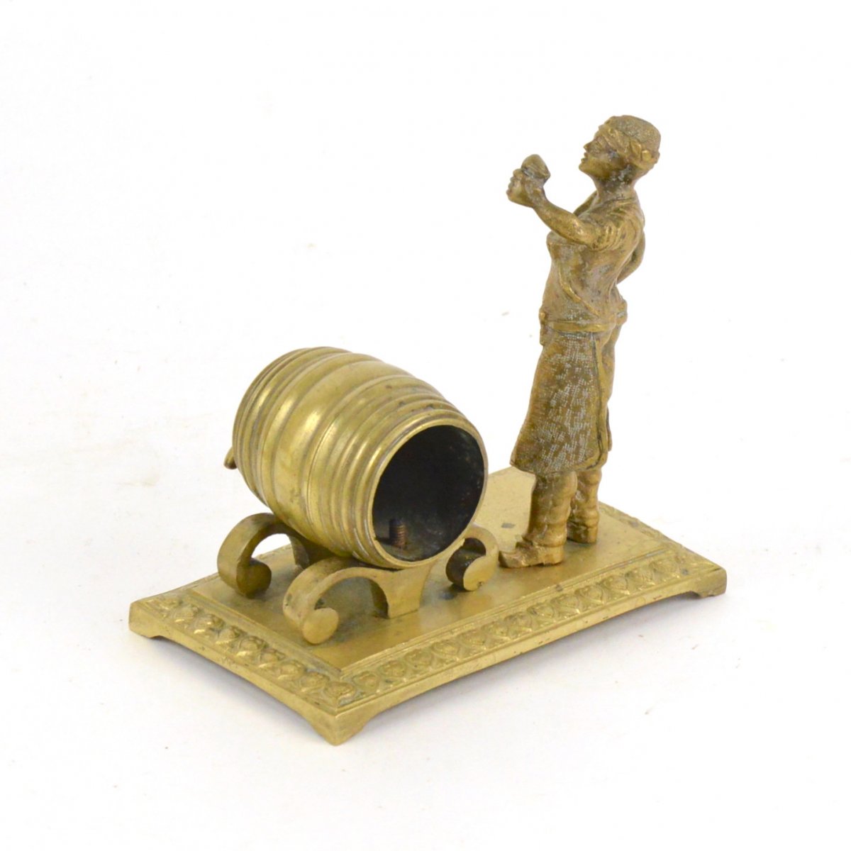 Miniature Bronze Sculpture Brewer With A Barrel 19th Century-photo-4