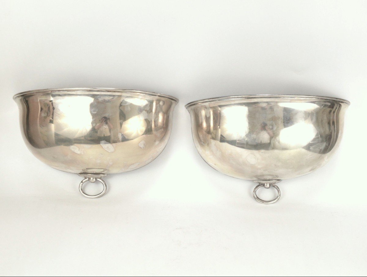 Silver Plated Pair Of Wall Flowers Baskets-photo-4