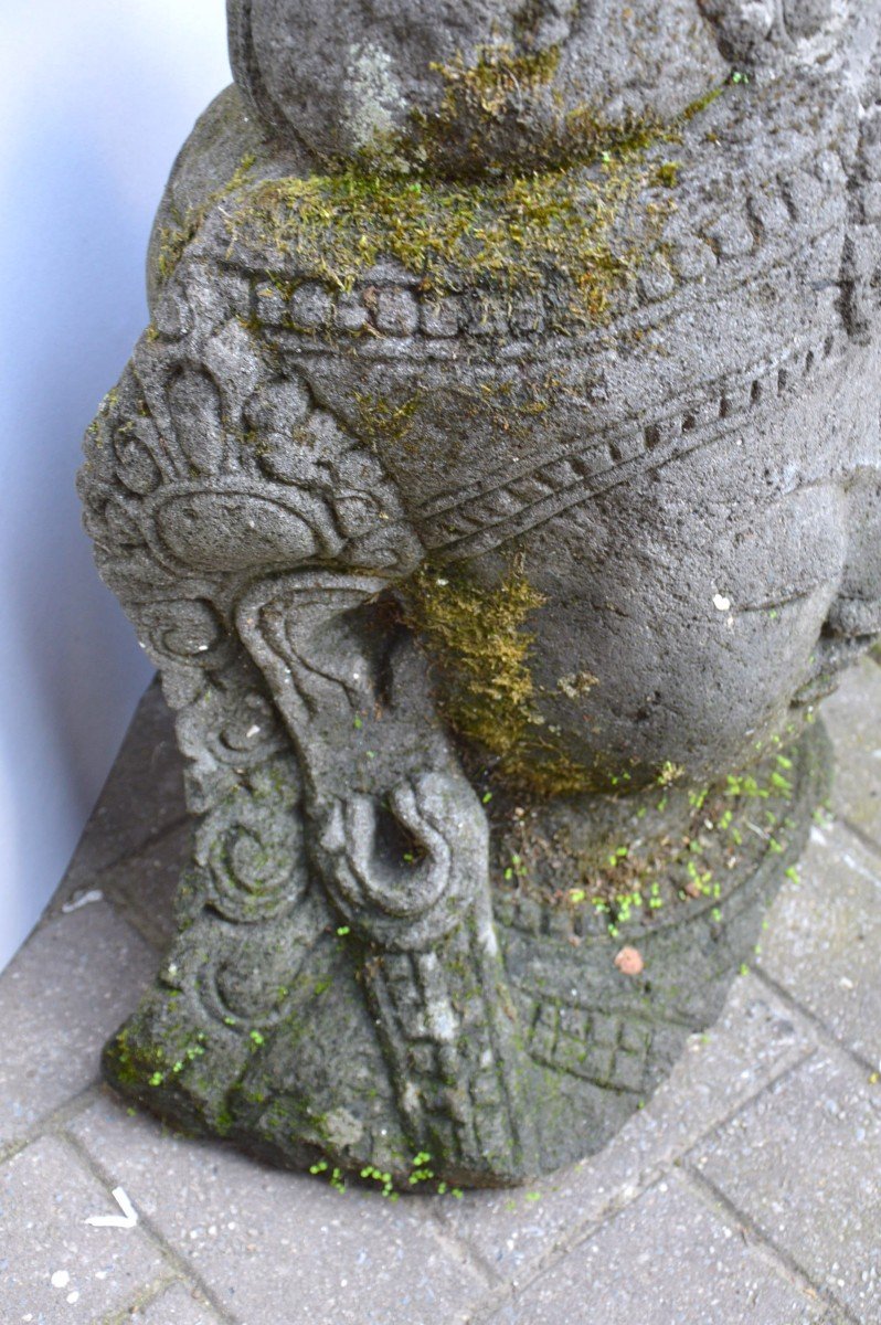 Grande T&ecirc;te De Buddha Asiatique En Pierre 54 cm-photo-3