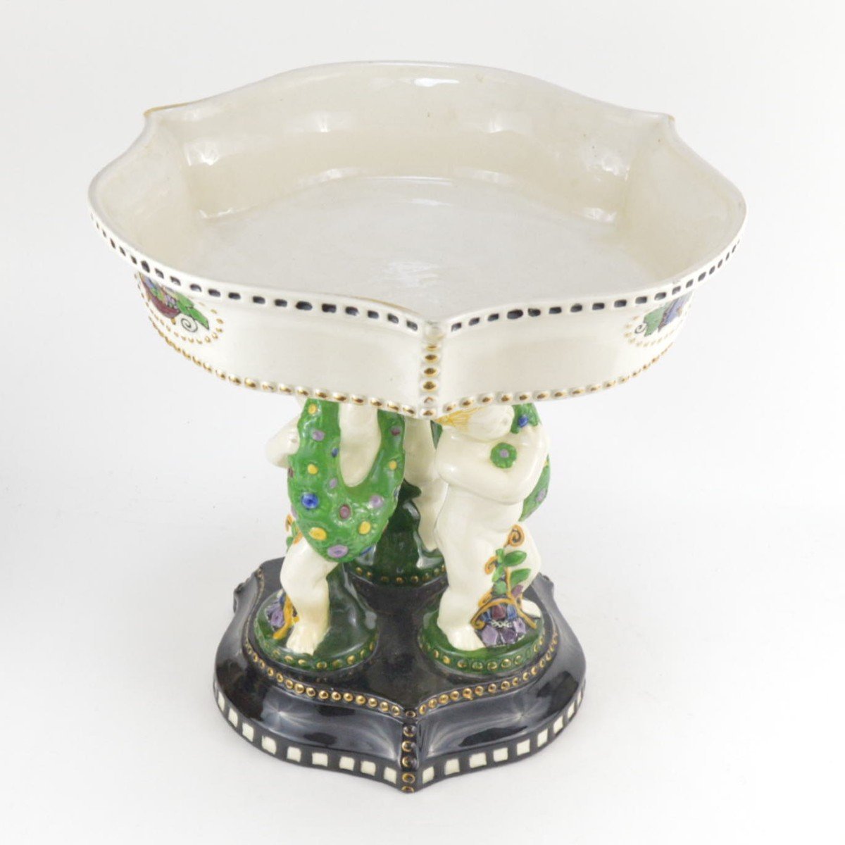 Julius Dressler (1882 - 1945) Surtout De Table Jugendstil En Faience émaillée Vienne Circa 1900-photo-4