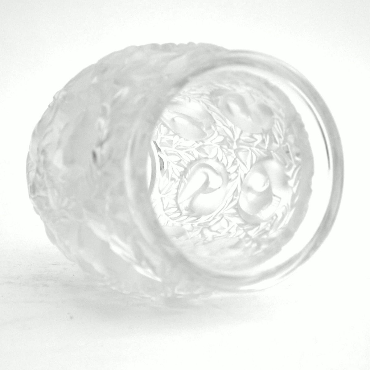 Lalique France Vase Bagatelle En Verre Blanc Moul&eacute; Press&eacute; Satin&eacute; -photo-4