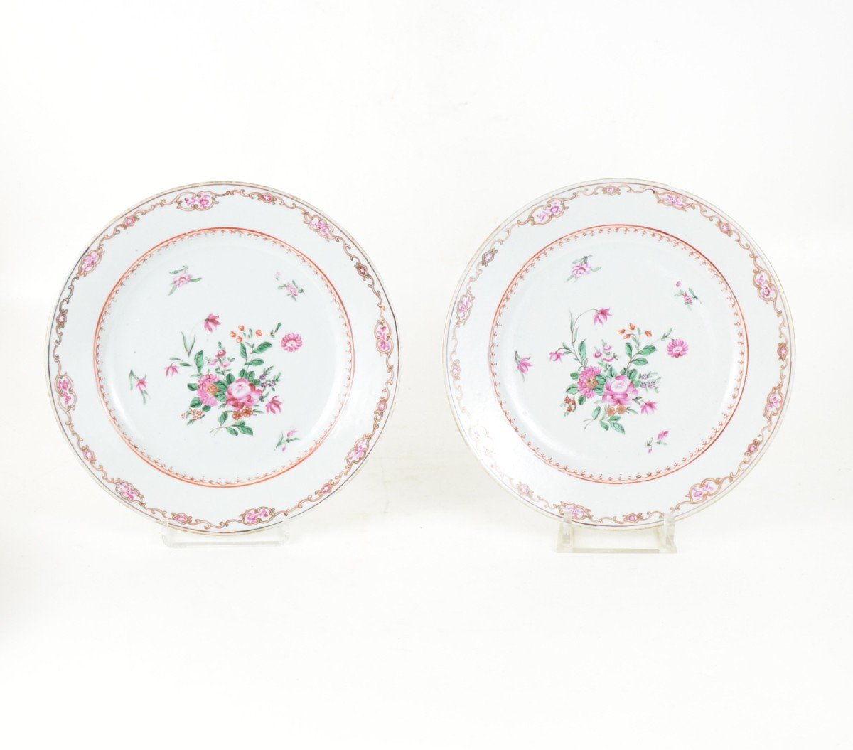 2 Chinese Porcelain Plates,  Famille Rose, Qianlong Period 1736-1795
