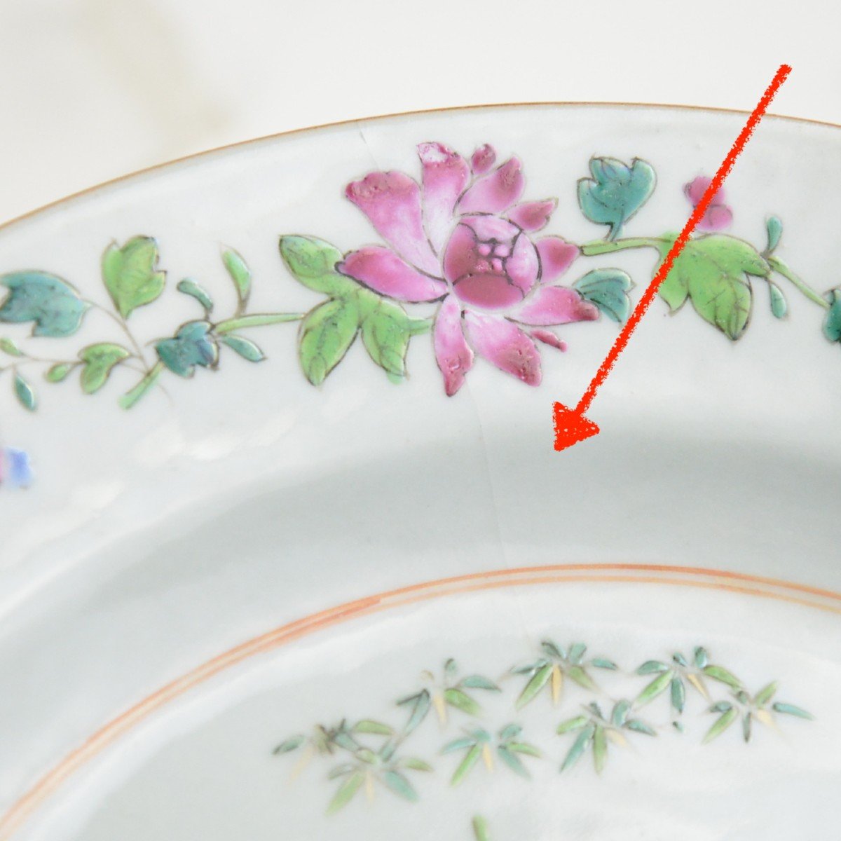 4 Assiettes Porcelaine Chinoise Famille Rose P&eacute;riode Qianlong (1735-1796)-photo-4