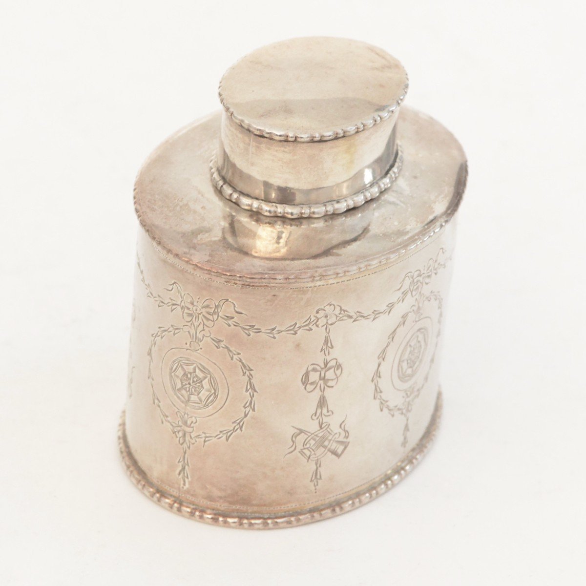 Miniature Tea Caddy Anglais En Argent Massif George Nathan Et Ridley Hayes Chester 1909-photo-1