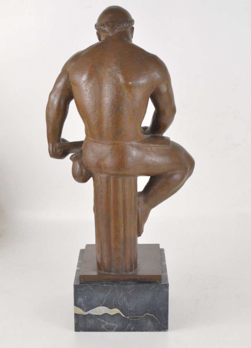 Frans Lamberechts (1909 - 1988) Architecte Sculpture En Bronze à Patine Brune Signé Et Numéroté-photo-2