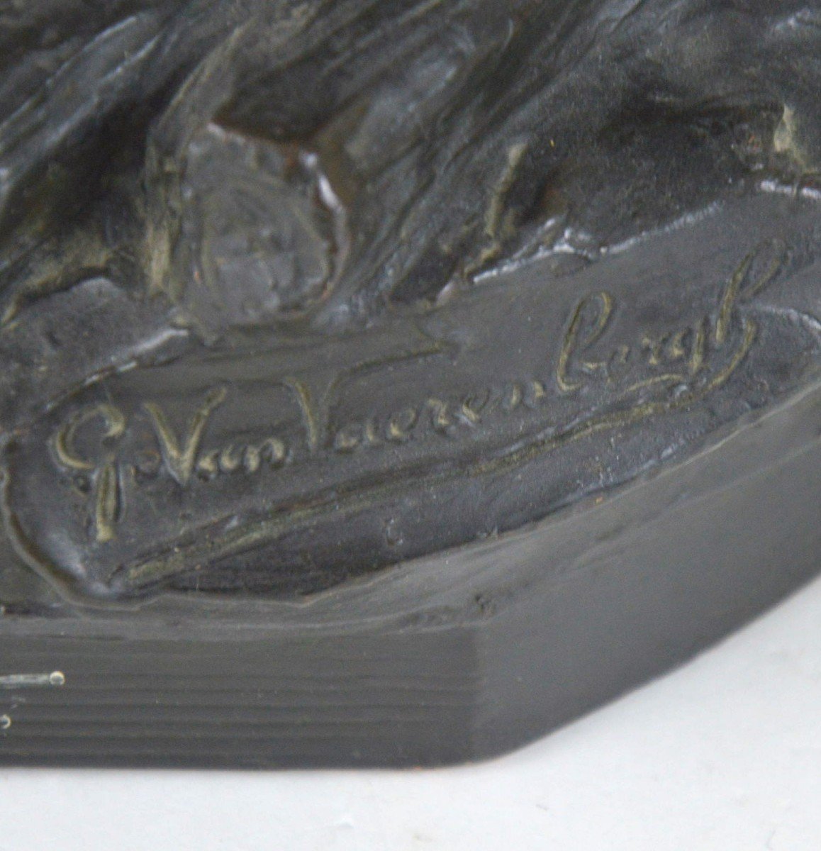 Gustave Van Vaerenbergh (1873 - 1927) Mineur Sculpture En Zamak à Patine Noire-photo-4