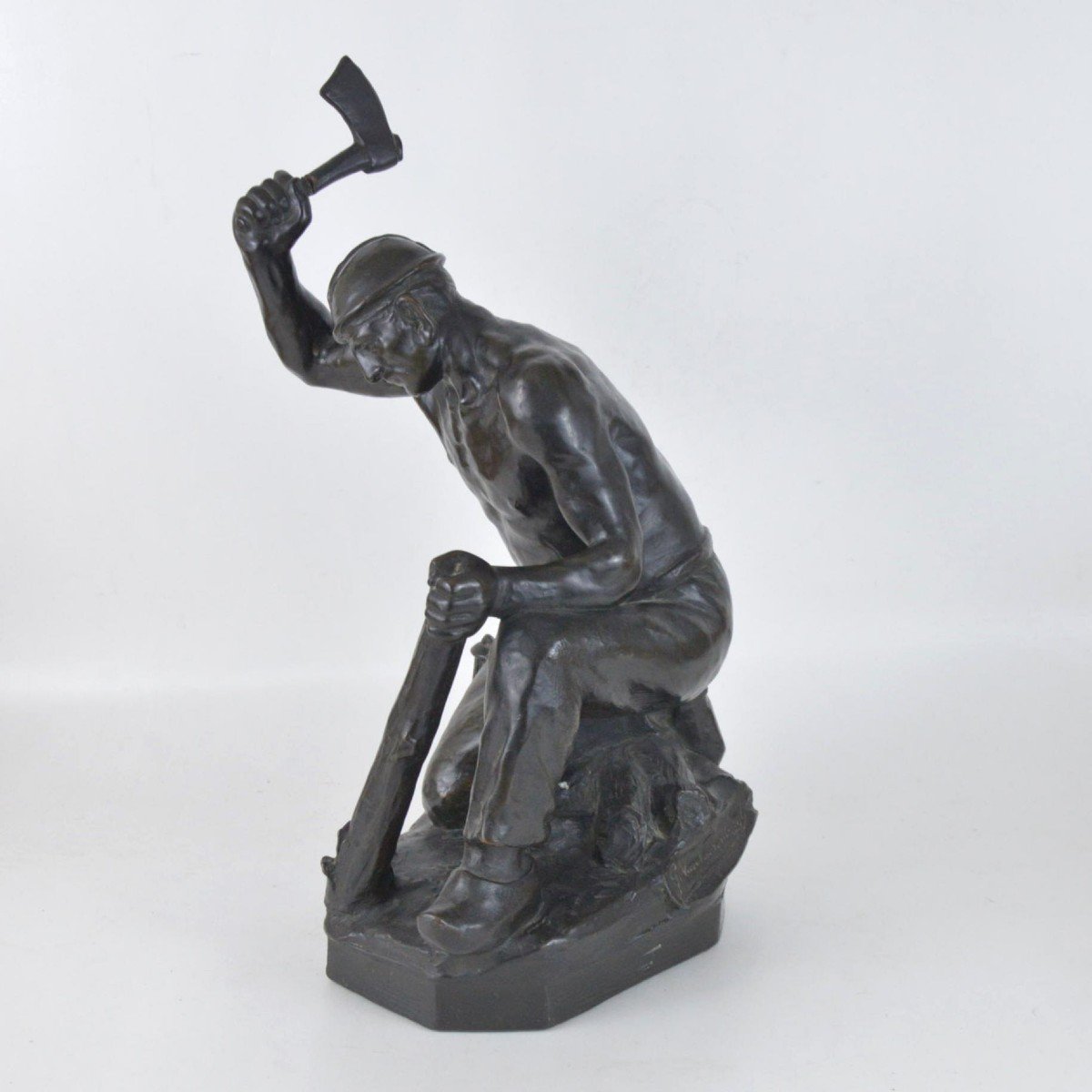 Gustave Van Vaerenbergh (1873 - 1927) Mineur Sculpture En Zamak à Patine Noire