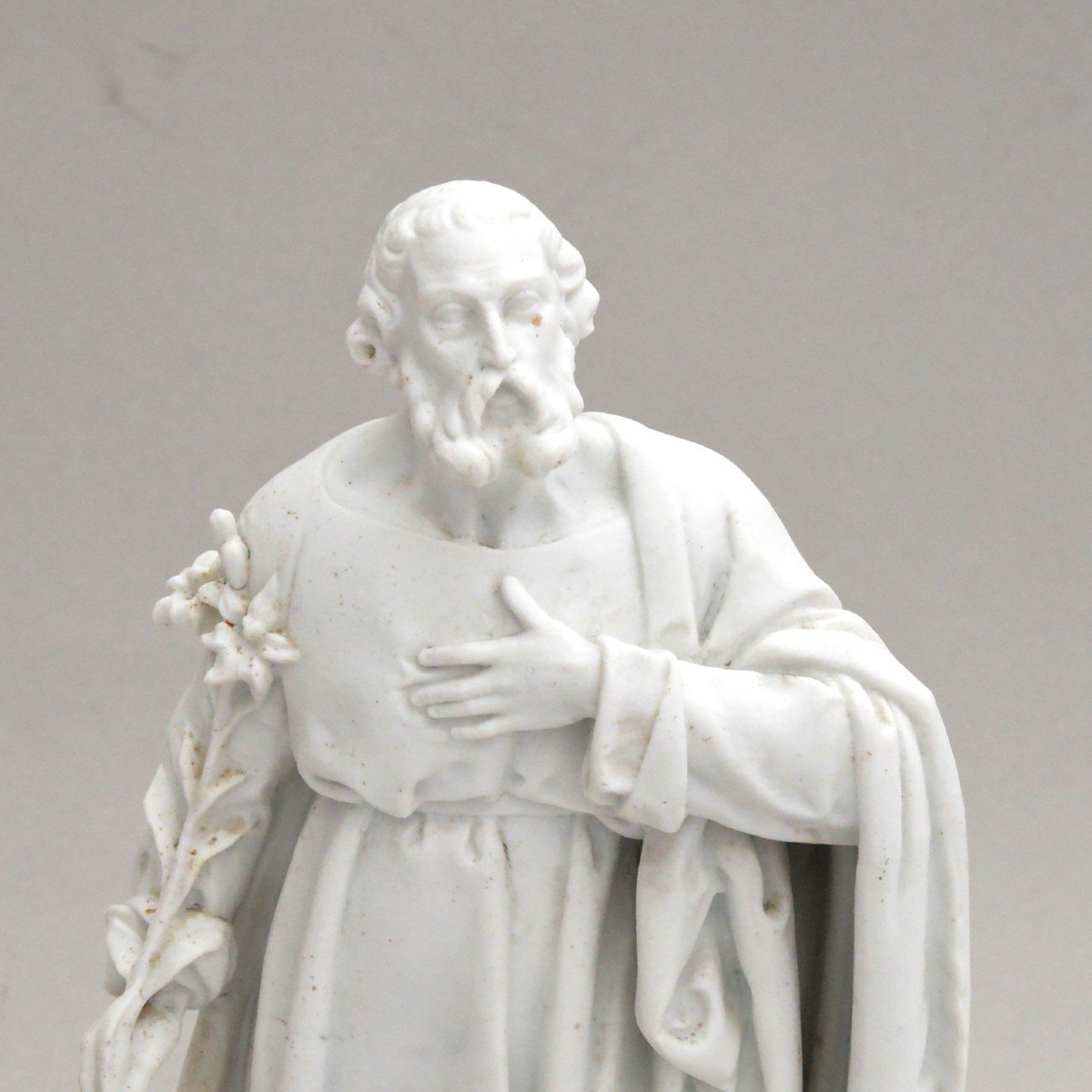 Biscuit Porcelain Statue Of  A Saint XIXth Century-photo-2