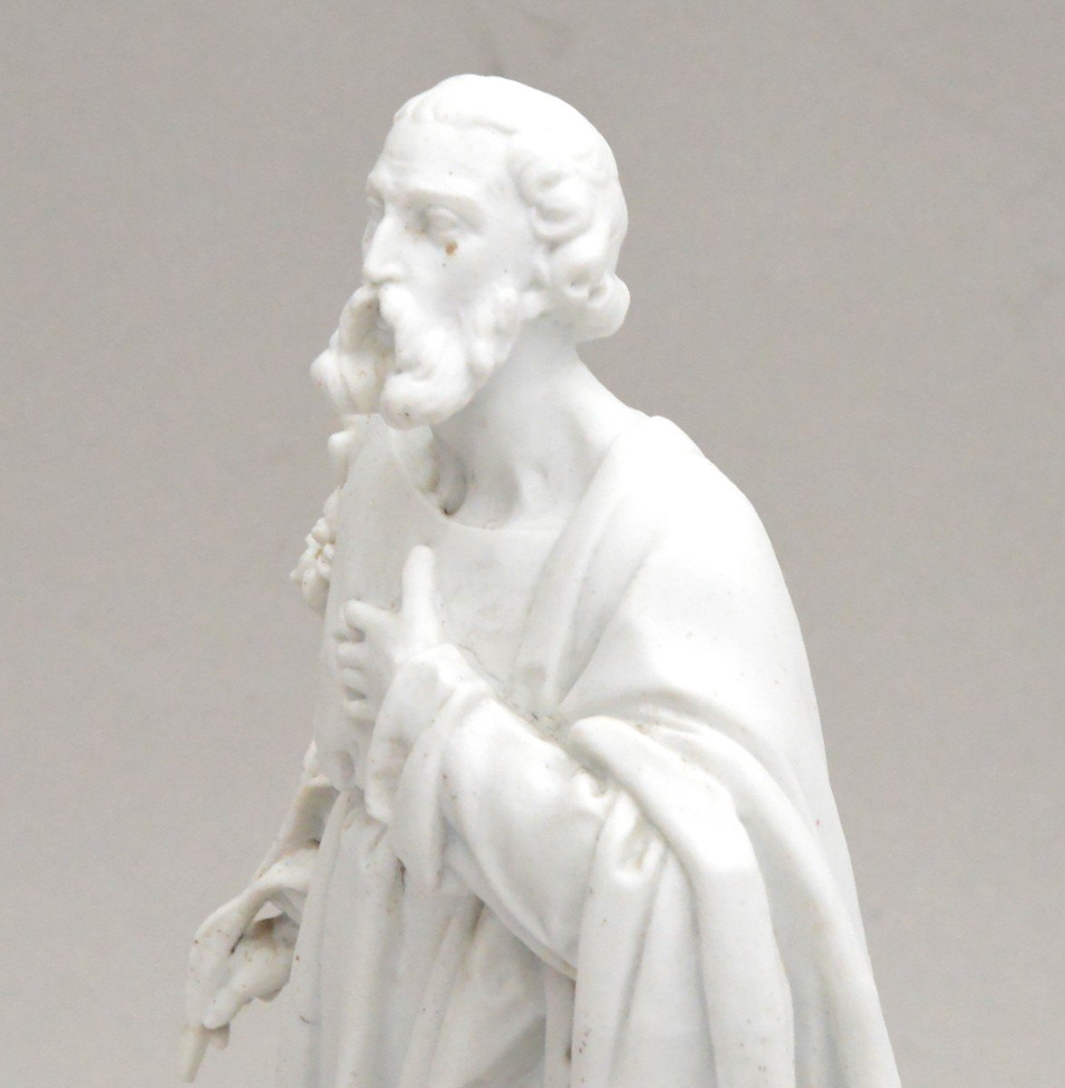 Biscuit Porcelain Statue Of  A Saint XIXth Century-photo-1