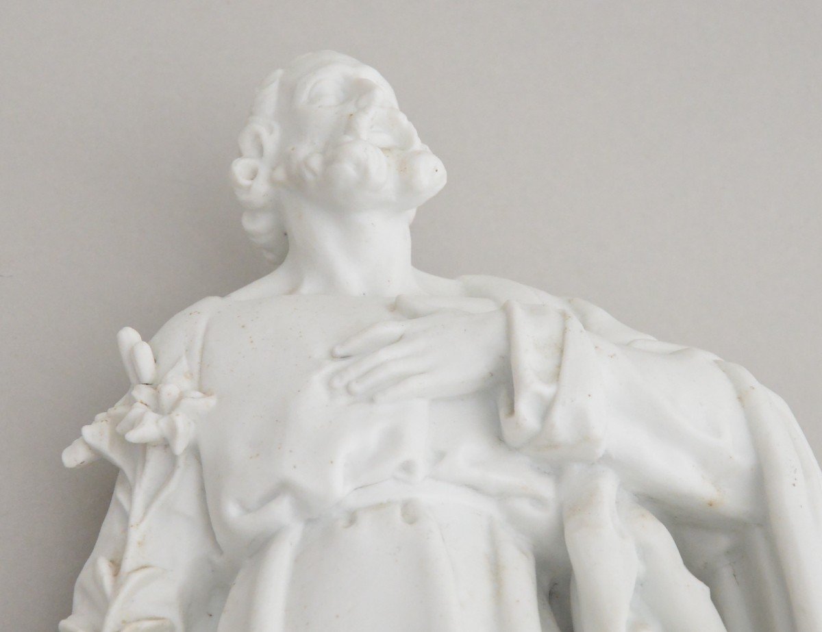 Biscuit Porcelain Statue Of  A Saint XIXth Century-photo-7