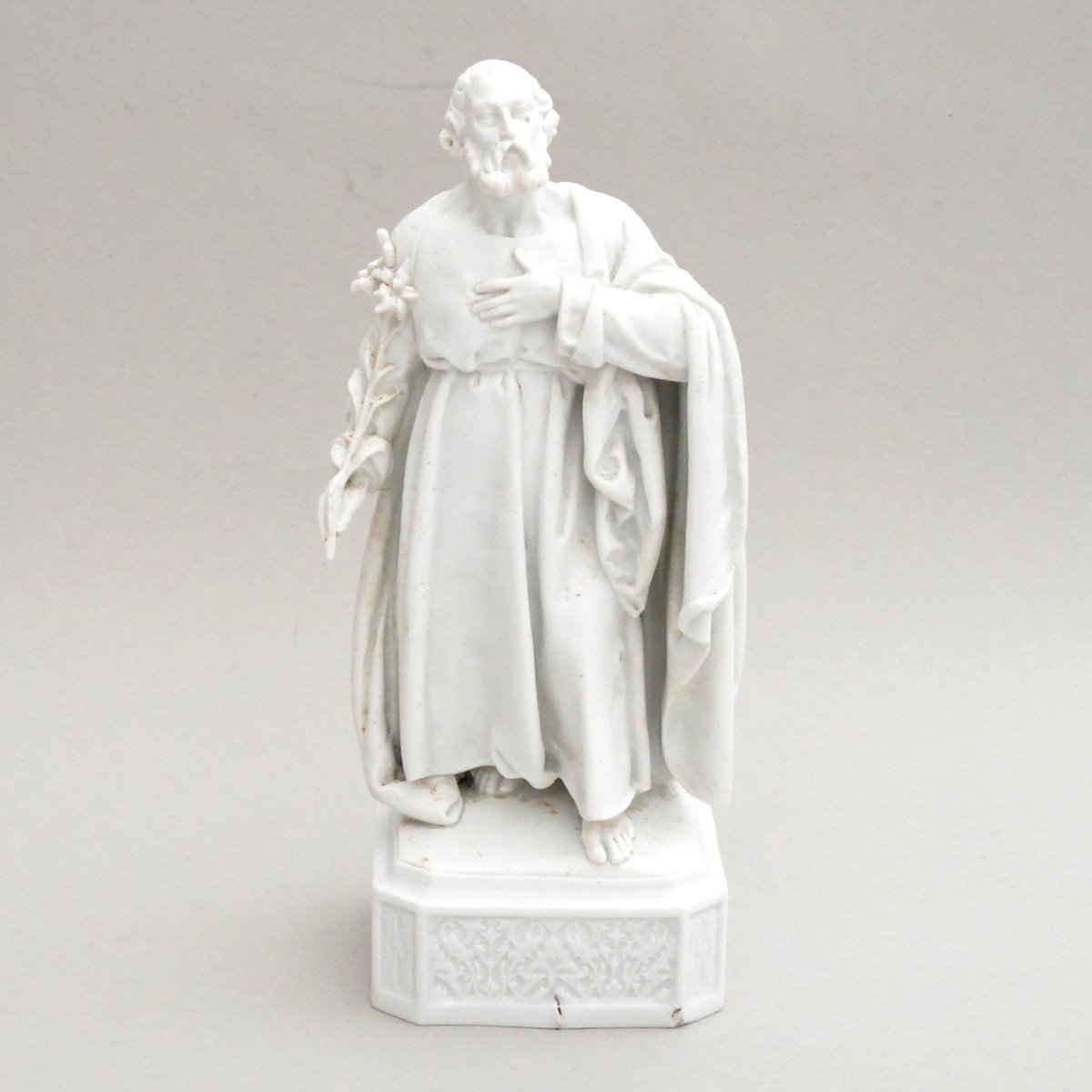 Biscuit Porcelain Statue Of  A Saint XIXth Century