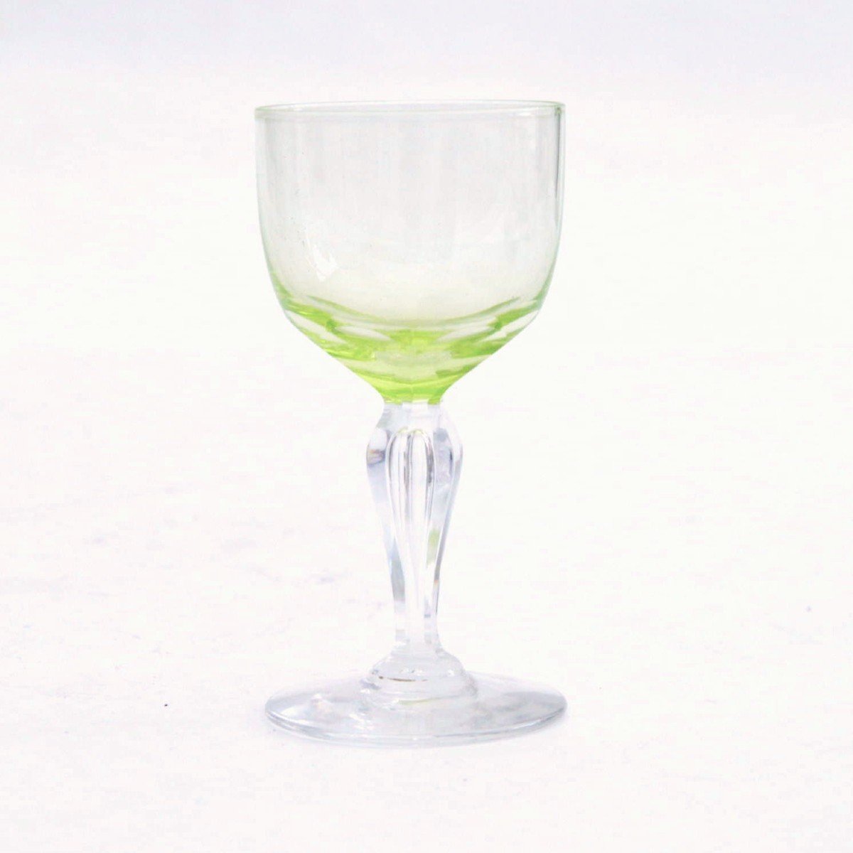 Six Uranium Crystal Wine Glasses By Val Saint Lambert Belgium-photo-3