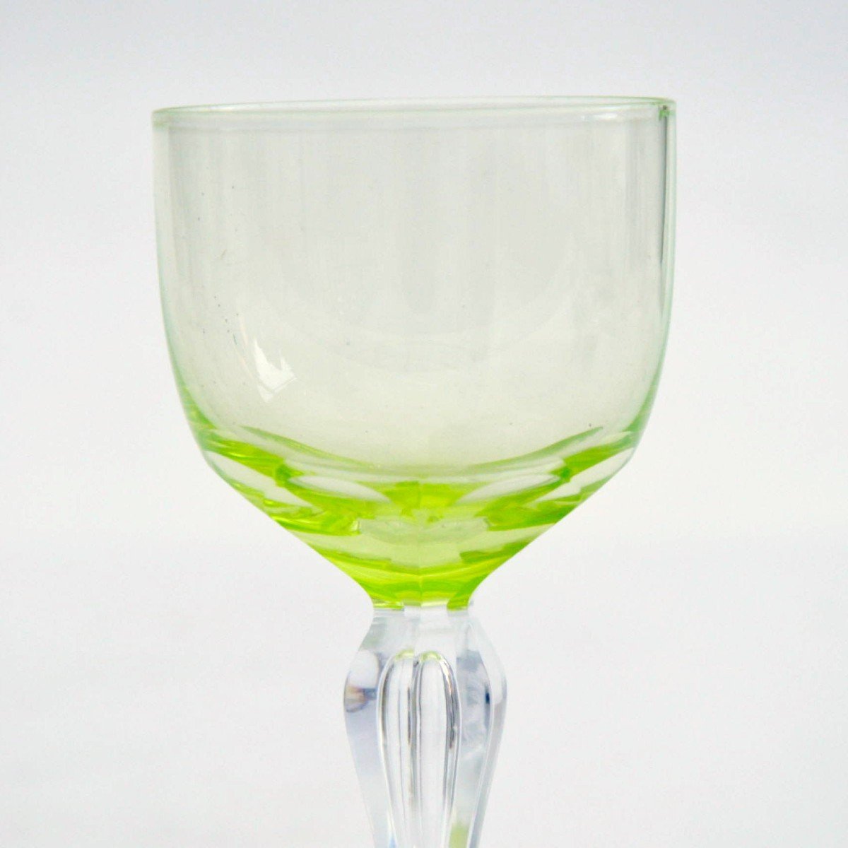 Six Uranium Crystal Wine Glasses By Val Saint Lambert Belgium-photo-1