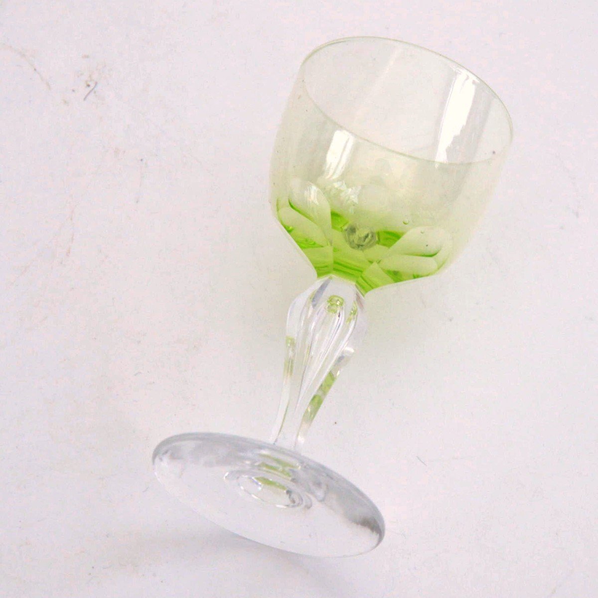 Six Uranium Crystal Wine Glasses By Val Saint Lambert Belgium-photo-4