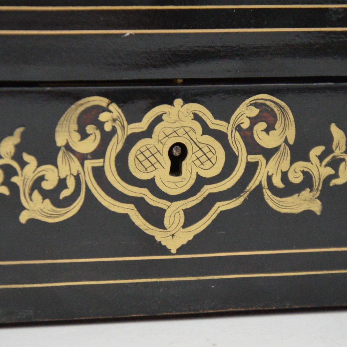 Card Box Black Lacquered Wood And Tortoiseshell Gilt Brass Marquetry Napoleon III-photo-1