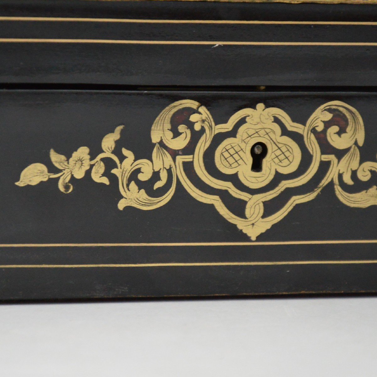 Card Box Black Lacquered Wood And Tortoiseshell Gilt Brass Marquetry Napoleon III-photo-2