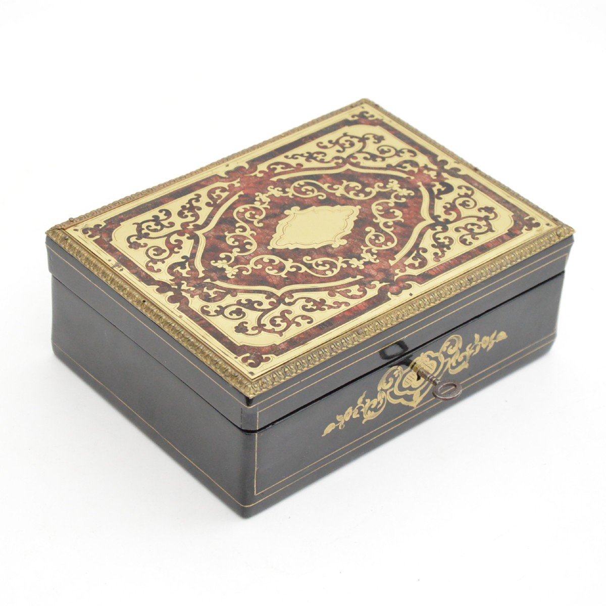 Card Box Black Lacquered Wood And Tortoiseshell Gilt Brass Marquetry Napoleon III