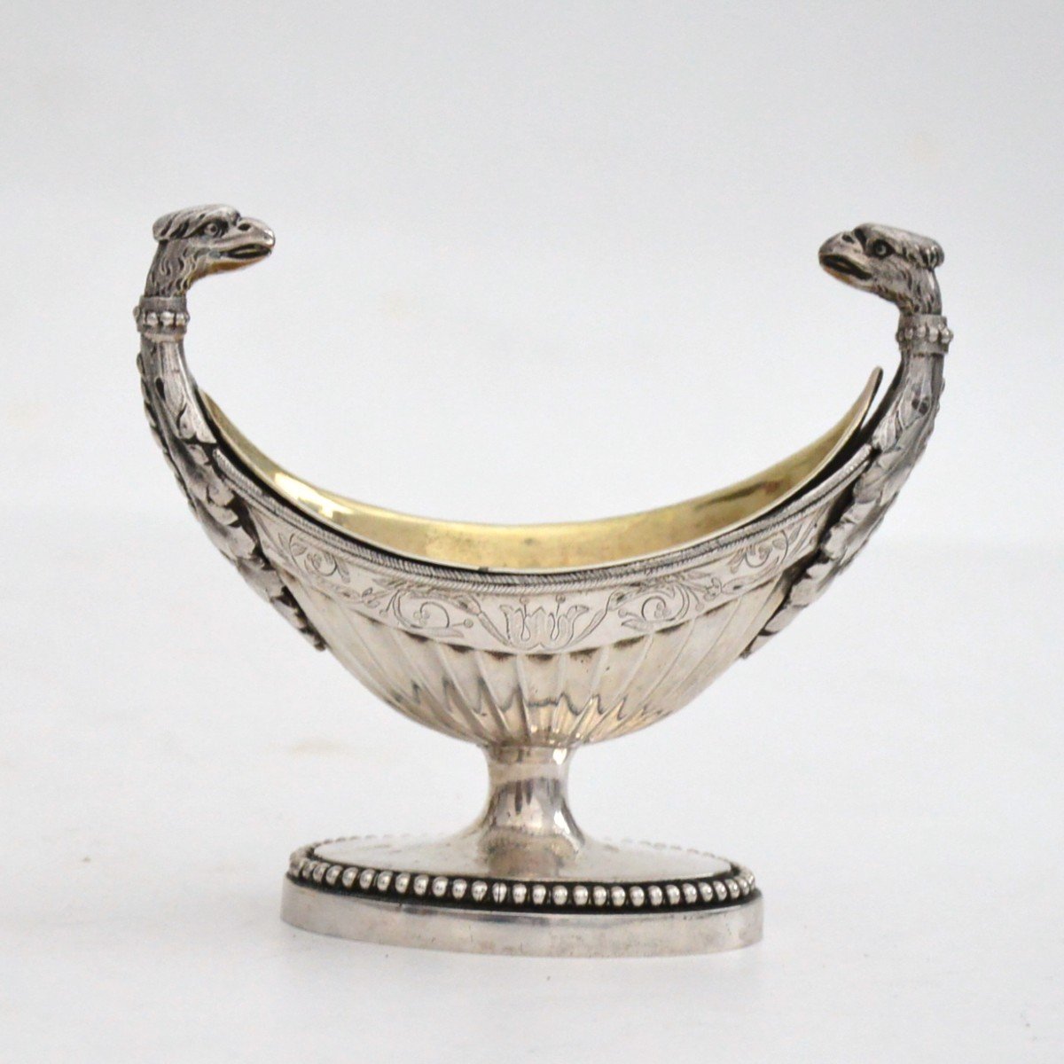 Pair Silver Saltcellars In A Shape Of A Vessels With Gilt Silver Inserts Brussels 1815 - 1832-photo-2