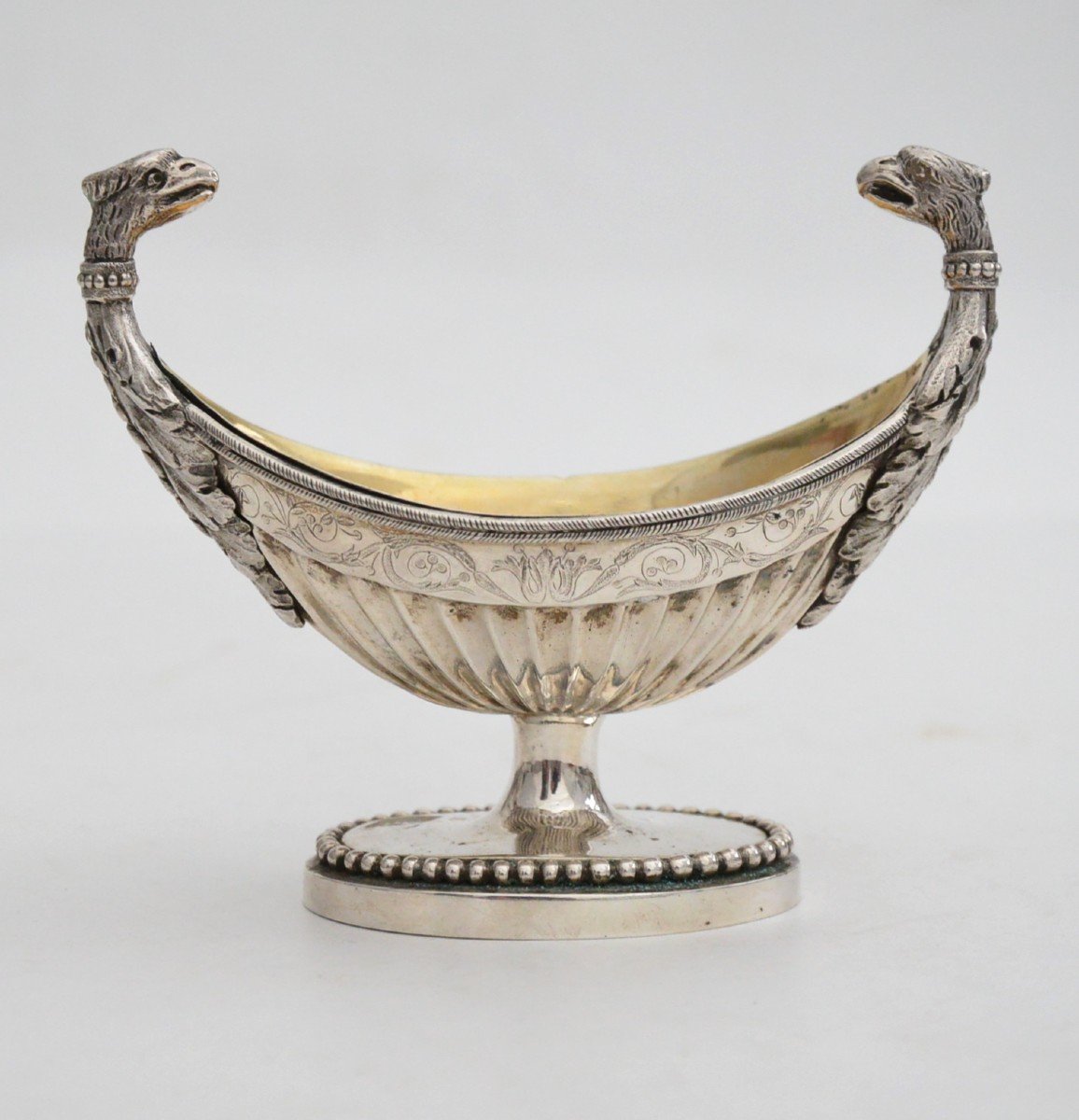 Pair Silver Saltcellars In A Shape Of A Vessels With Gilt Silver Inserts Brussels 1815 - 1832-photo-5
