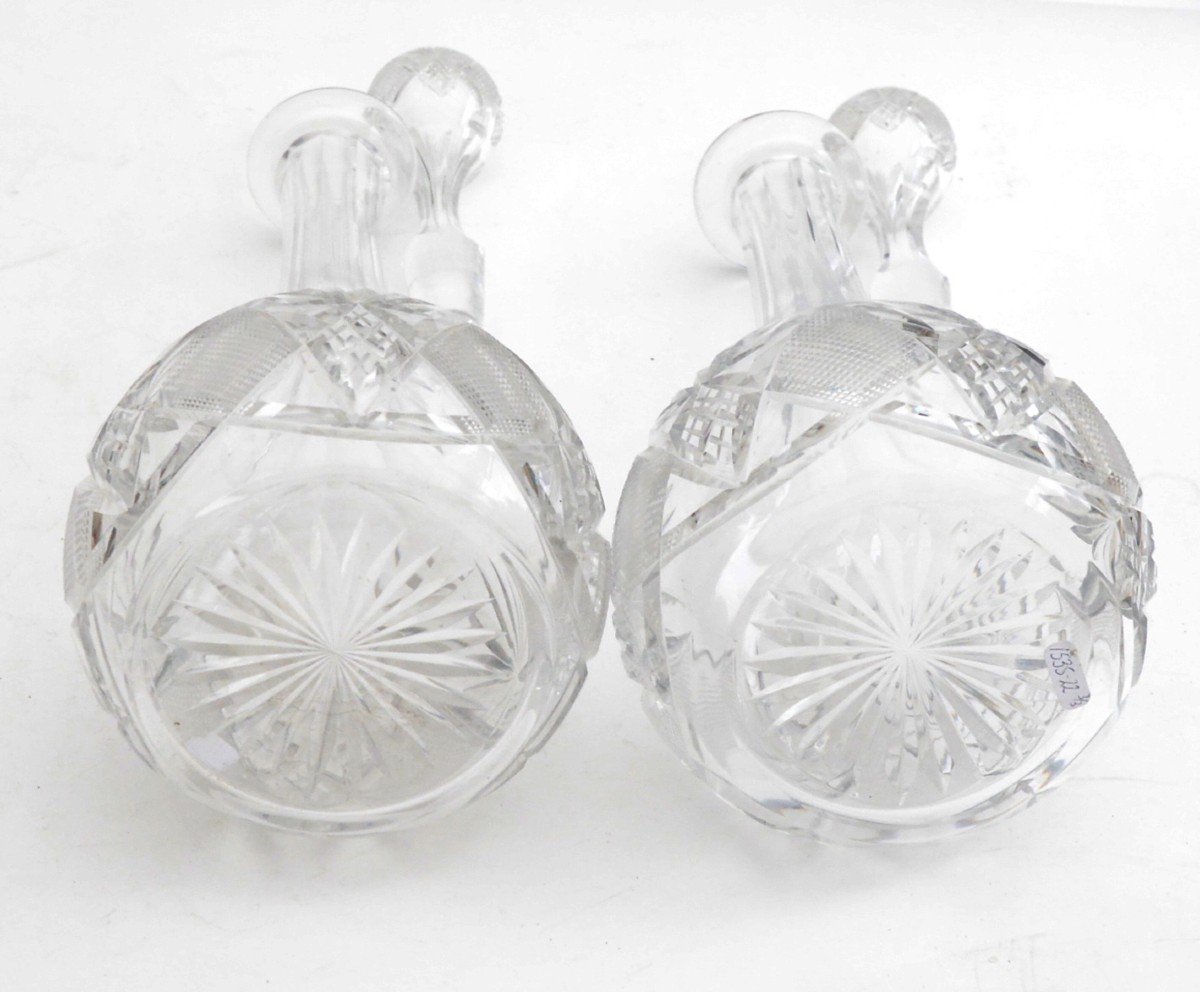 Pair Of  19th Century Cut Crystal Carafes -photo-5