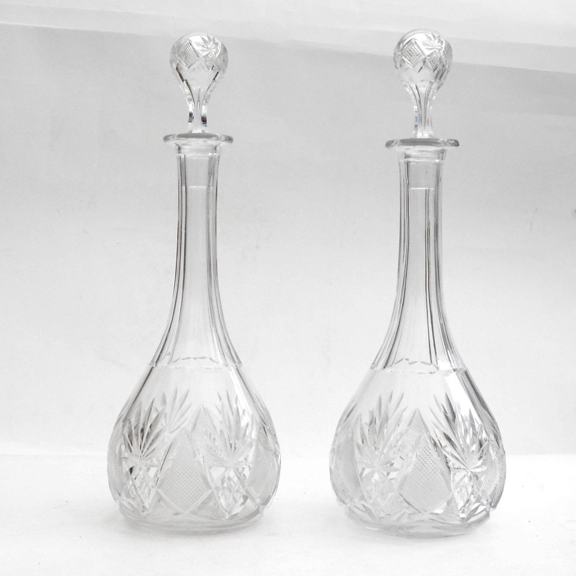 Pair Of  19th Century Cut Crystal Carafes 