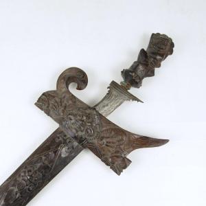 Indonesian Kriss And Its Carved Wooden Scabbard