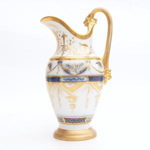 Porcelain Ewer With Undercover And Gilded Decor XIXth Century