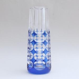 Val Saint Lambert - Vase Art Deco En Cristal Taill&eacute; Doubl&eacute; Bleu